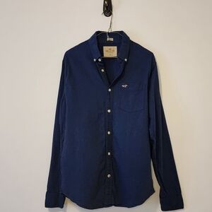 Hollister Stretch Blue Long Sleeve Shirt Medium Button-Down